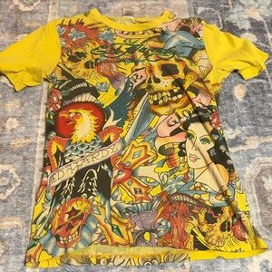 Ed Hardy Yellow Graphic Tee
